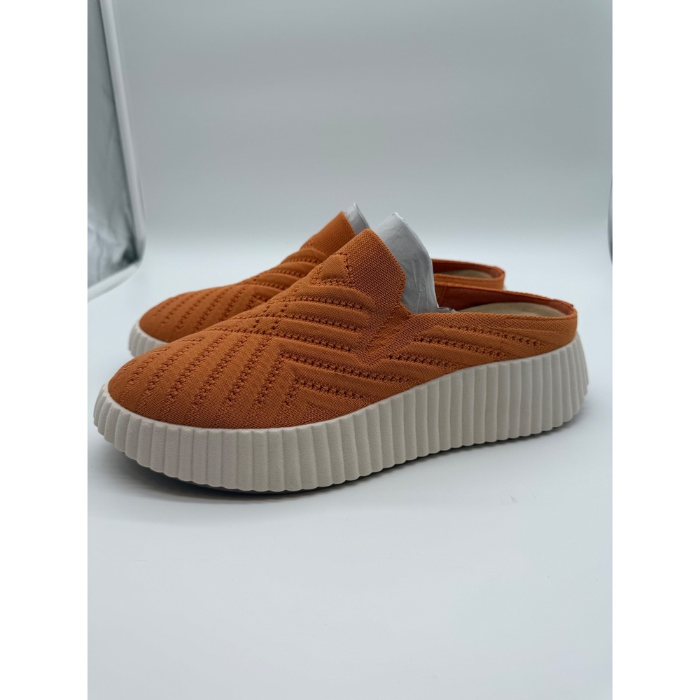 White Mountain Womens Orange Knit Platform‎ Slip On Mule Sneakers 11